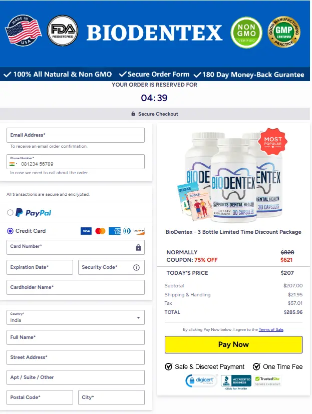 BioDentex order page